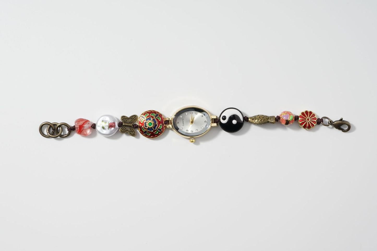 Retro Oval Enamel Bead Bracelet Watch