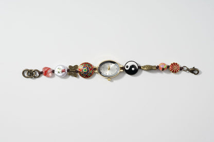 Retro Oval Enamel Bead Bracelet Watch