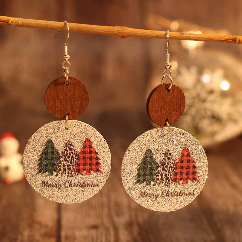 Round Sequin Multi-color Christmas Tree Earrings
