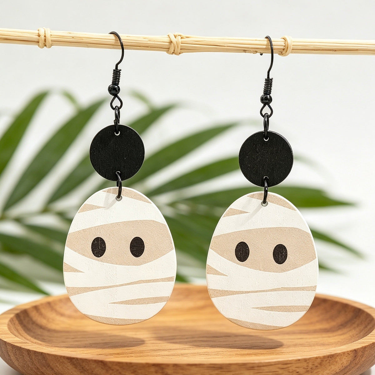 Geometric-shaped Mummy Wooden Creative Earrings