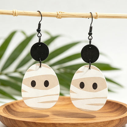 Geometric-shaped Mummy Wooden Creative Earrings
