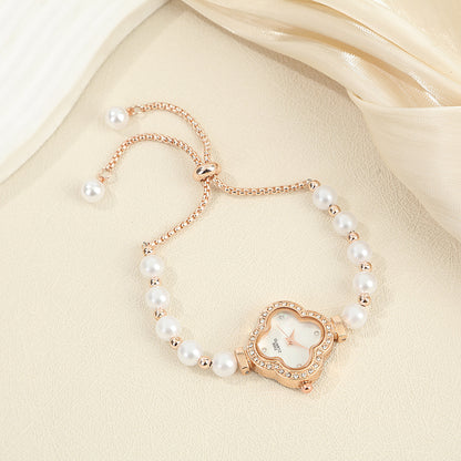 Pearl Set with Diamonds Bracelet Watch