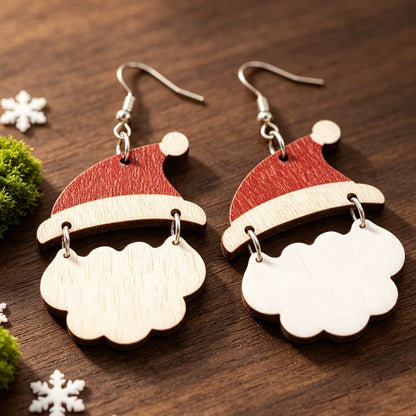 White Cloud Christmas Hat Patch Earrings