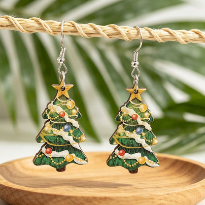 Colorful Lantern Christmas Tree-shaped Earrings