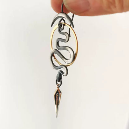 Snake-Shaped Pendant Earrings