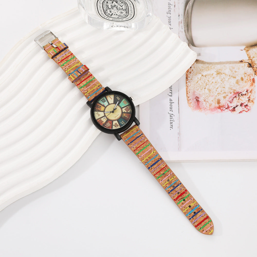 Wood Grain Rotating Dial Watch