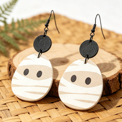 Geometric-shaped Mummy Wooden Creative Earrings