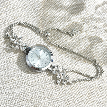 Diamond-Studded Flower-Shaped Colored Watch Bracelet