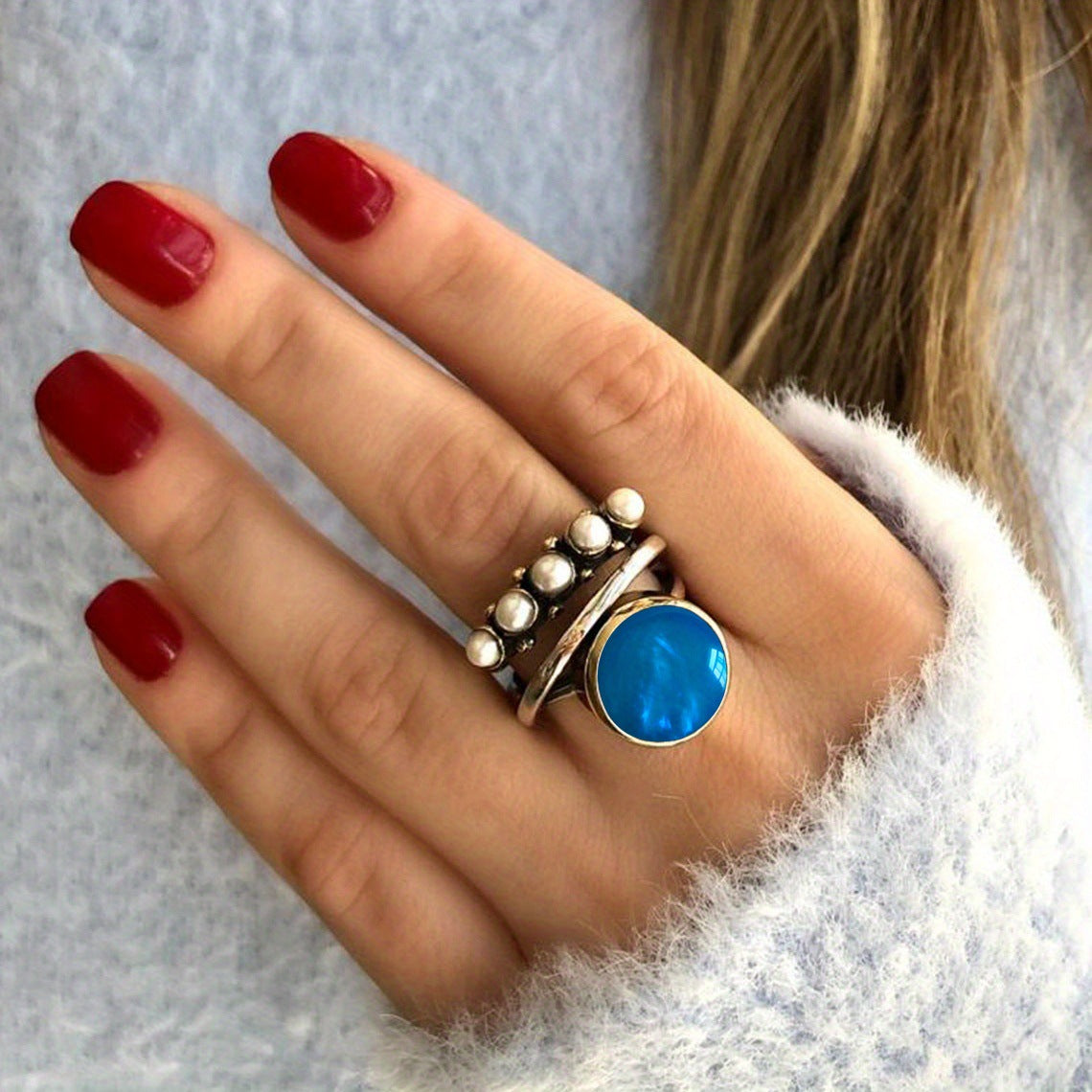 New Large Pearl Open Ring