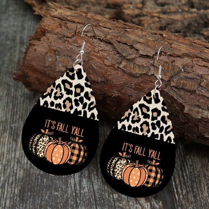 Leopard-patterned Pumpkin Creative Leather Earrings