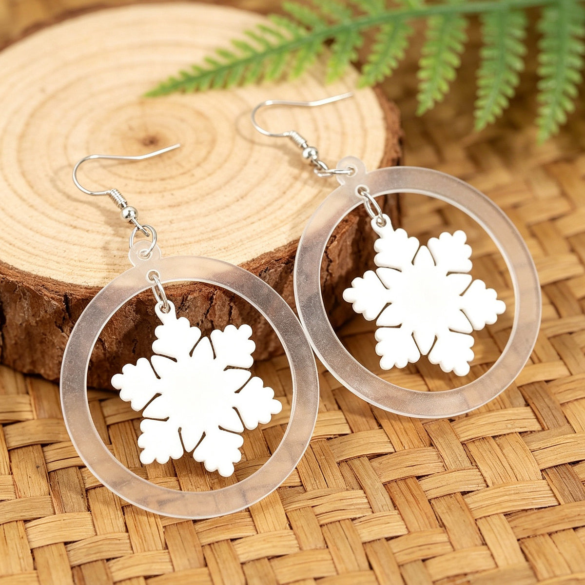 Circular-shaped Assembled Snowflake Party Earrings