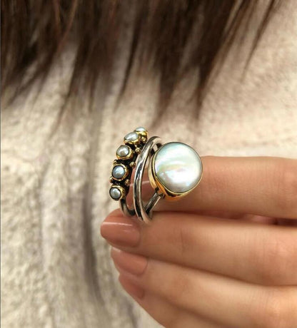 New Large Pearl Open Ring