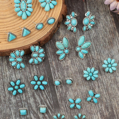 Bohemian Turquoise Earring 12-Piece Set