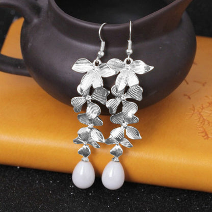 Gold-plated Flower-shaped Pearl Earrings