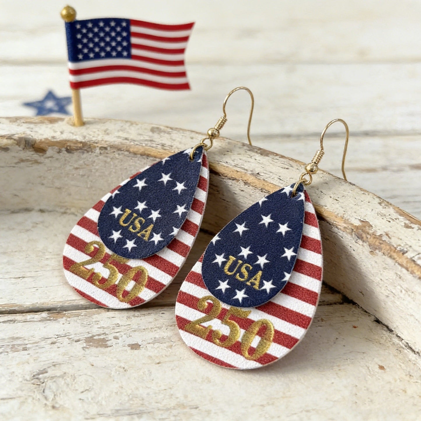 American Flag Striped Earrings
