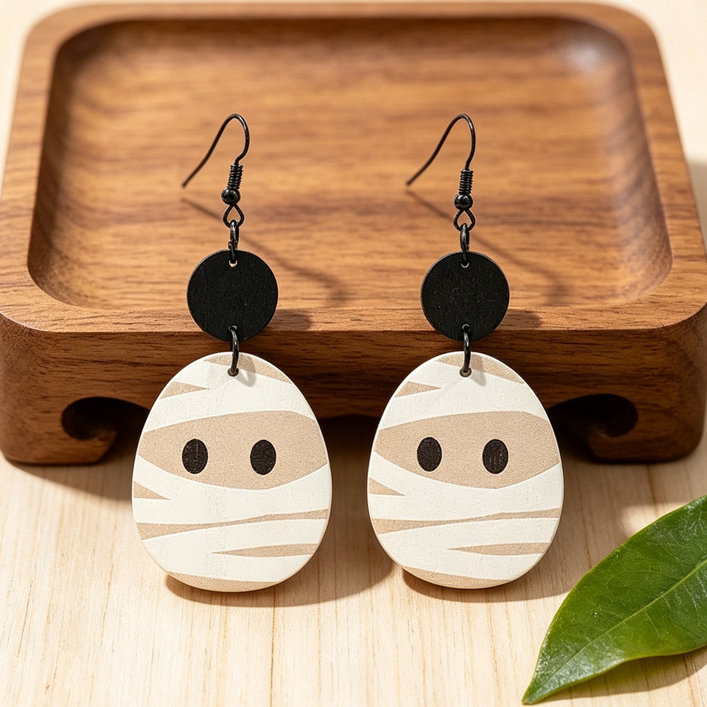 Geometric-shaped Mummy Wooden Creative Earrings