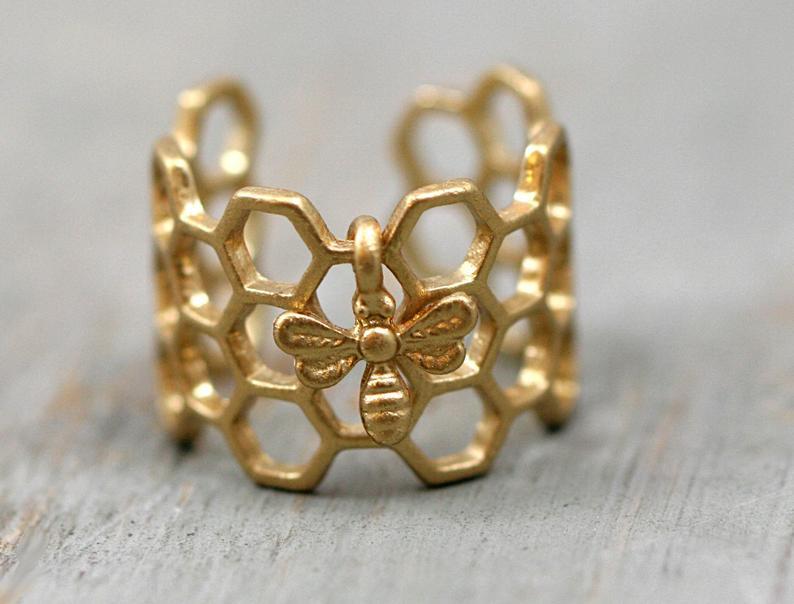 Creative Honeycomb Hexagonal Hollow Ring