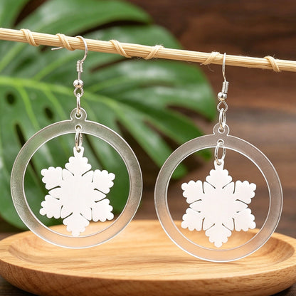 Circular-shaped Assembled Snowflake Party Earrings