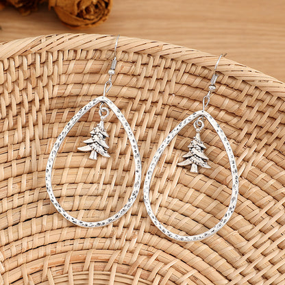 Creative Drop-shaped Hollow Christmas Tree Earrings