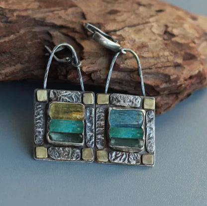 Geometric Crystal Stone Earrings