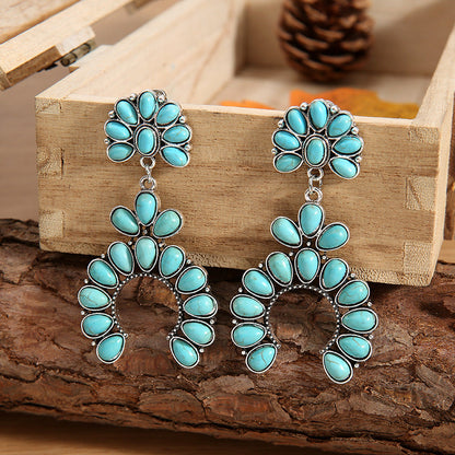 Retro Geometric Turquoise Earrings