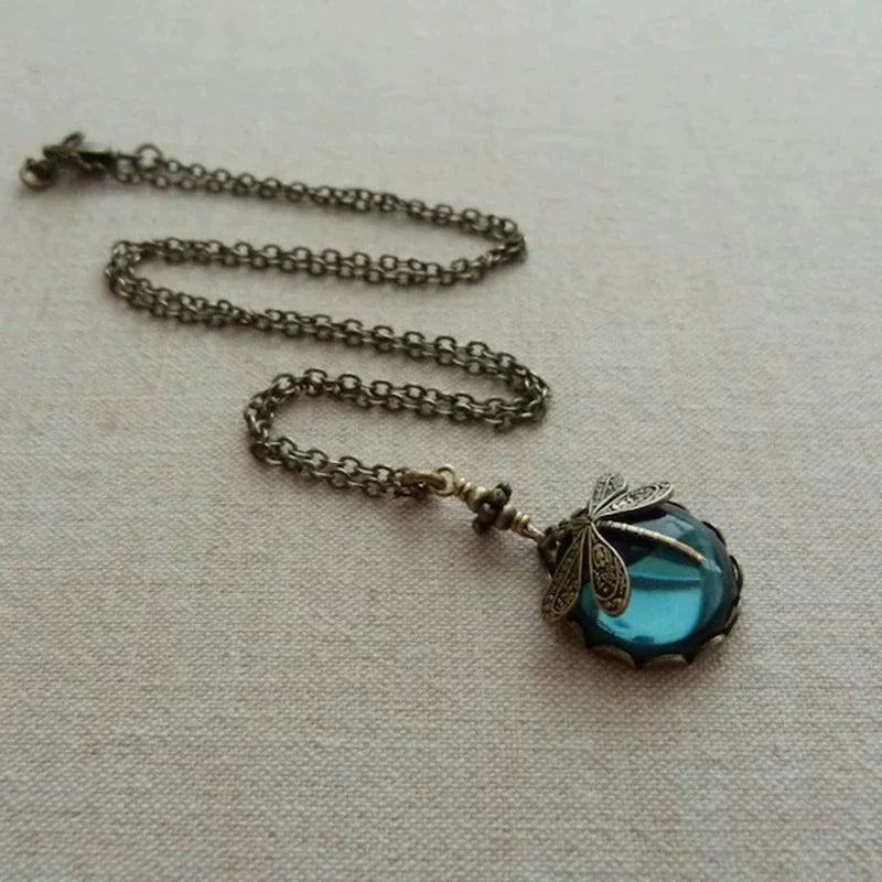 Crystal Dragonfly Pendant Necklace