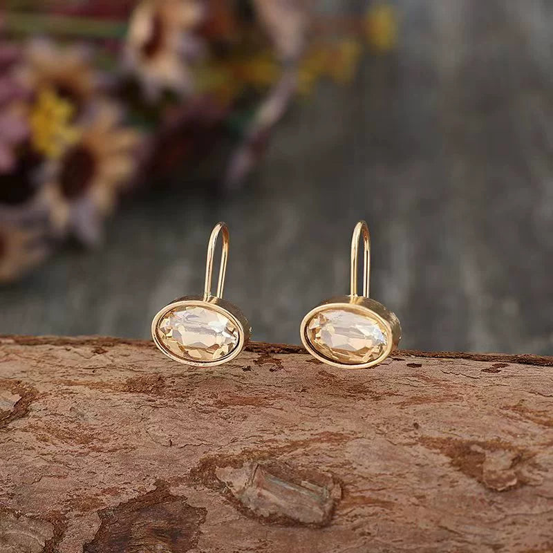 Oval-shaped Gemstone Stud Earrings