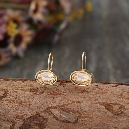 Oval-shaped Gemstone Stud Earrings
