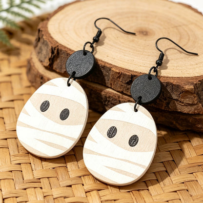 Geometric-shaped Mummy Wooden Creative Earrings
