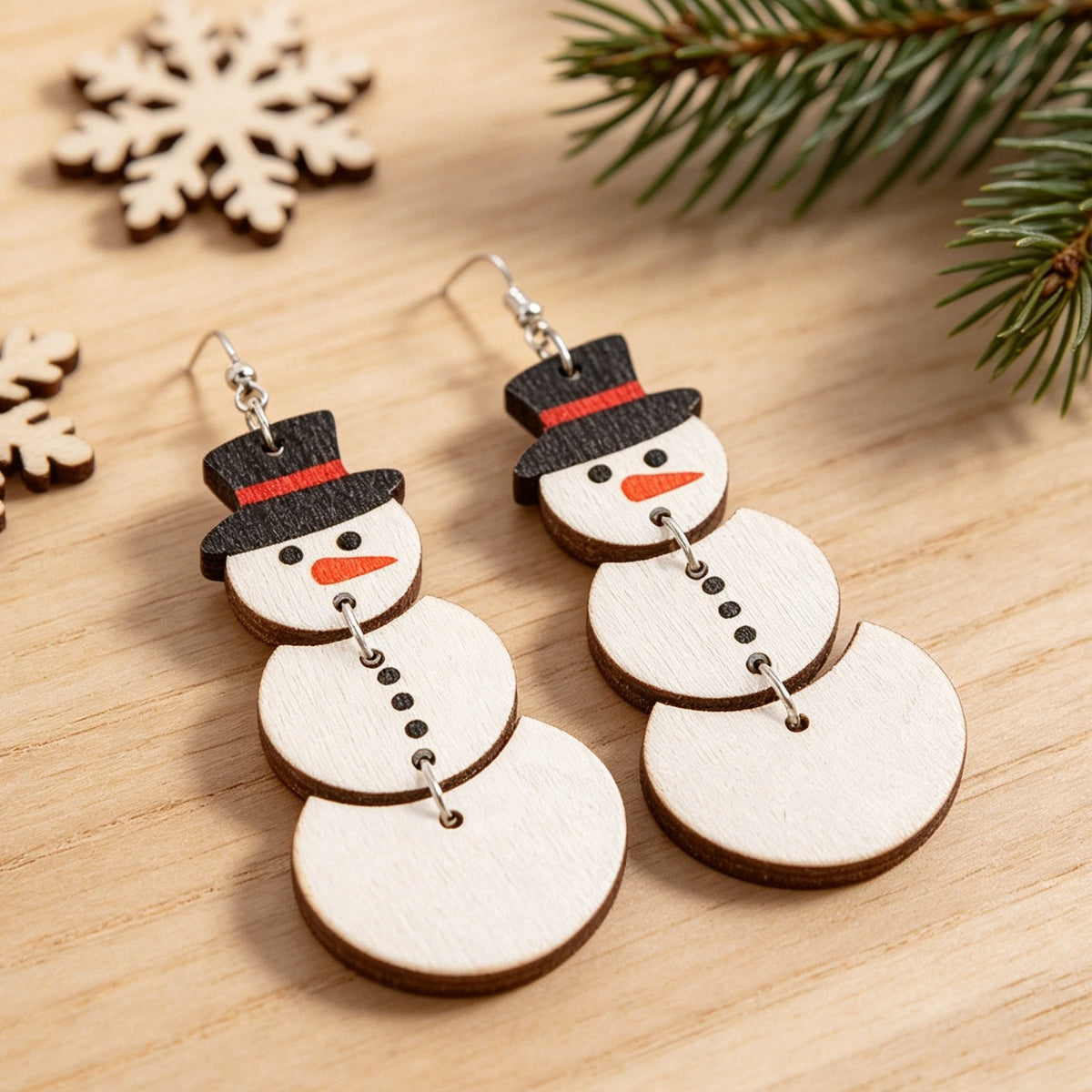 Winter Cartoon Snowman Multi-layered Assembled Earrings