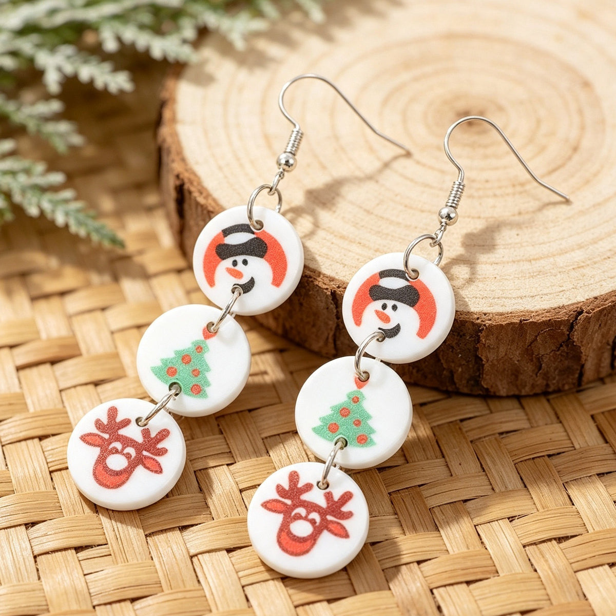 Christmas-themed Patchwork Earrings