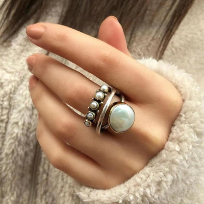 New Large Pearl Open Ring