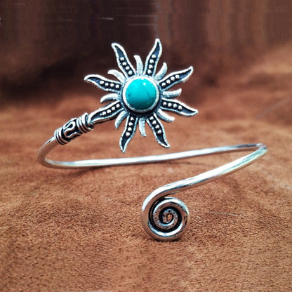 Retro Sunflower Greenstone Bracelet