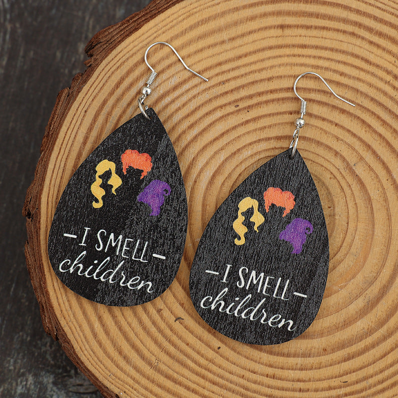Classic Droplet-shaped Wooden Earrings