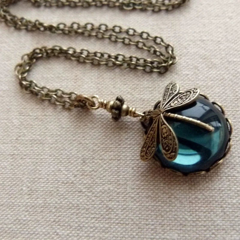 Crystal Dragonfly Pendant Necklace