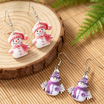 Christmas Cute Snowman Pendant Earrings