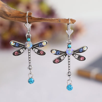 Colorful Diamond Dragonfly Fashion Earrings