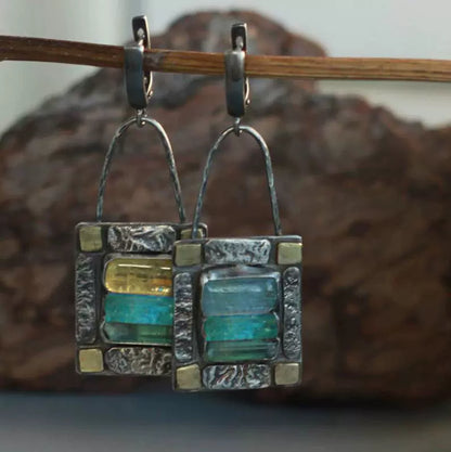 Geometric Crystal Stone Earrings