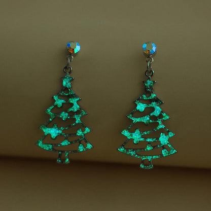 Christmas Tree Colored Diamond Luminous Earrings