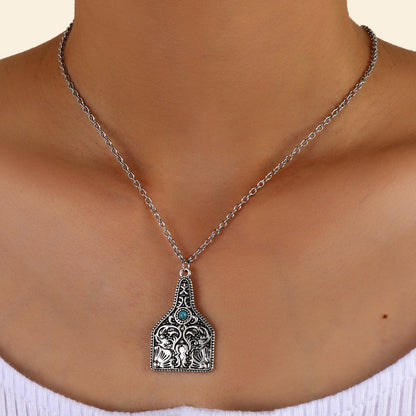 Turquoise Carved Pendant Necklace