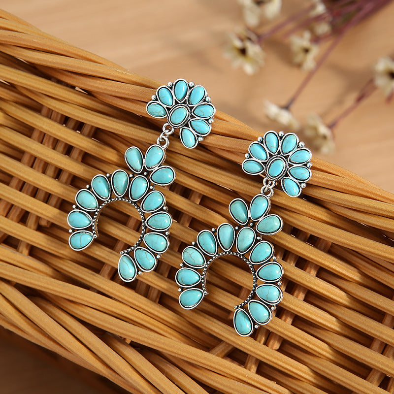Retro Geometric Turquoise Earrings
