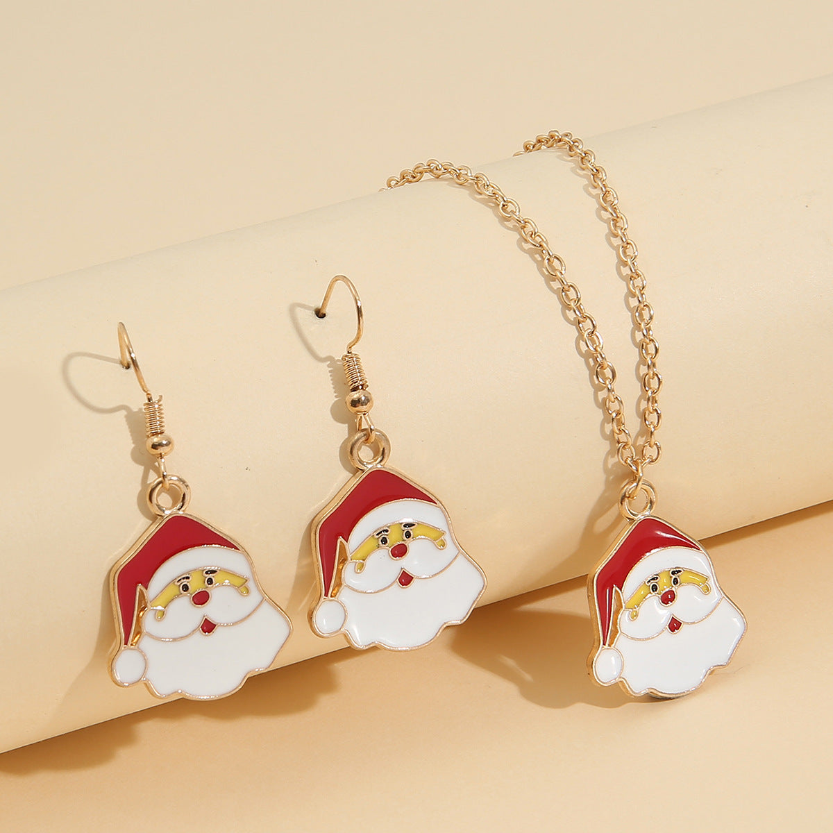Personalized Cartoon Santa Claus Necklace Earrings Set
