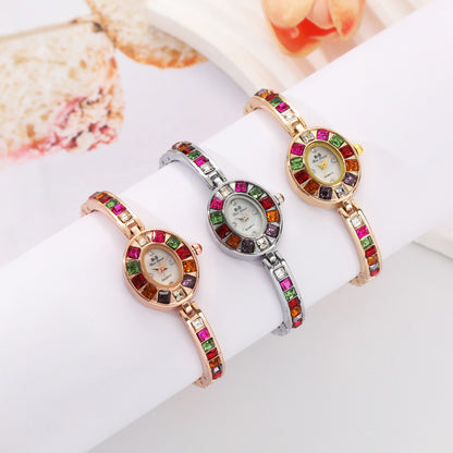 Colored Gemstone Inlaid Watch