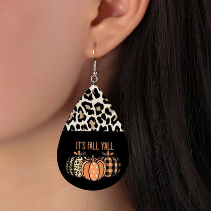 Leopard-patterned Pumpkin Creative Leather Earrings