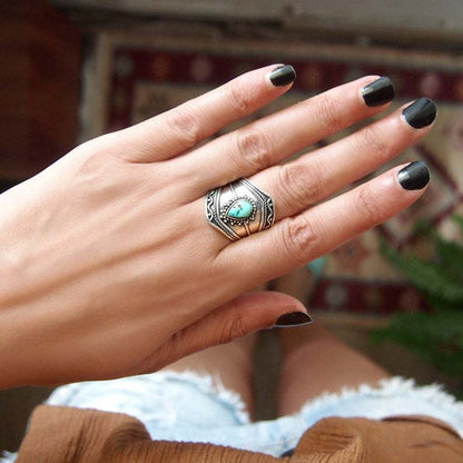 Bohemian Style Irregular Turquoise Ring