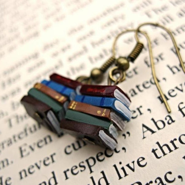 Retro Library Book Earrings