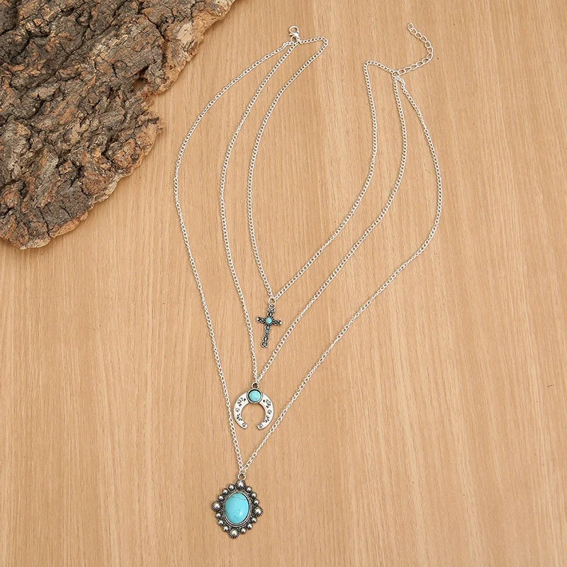 Waterdrop Turquoise Multi-layer Necklace