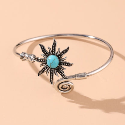 Retro Sunflower Greenstone Bracelet