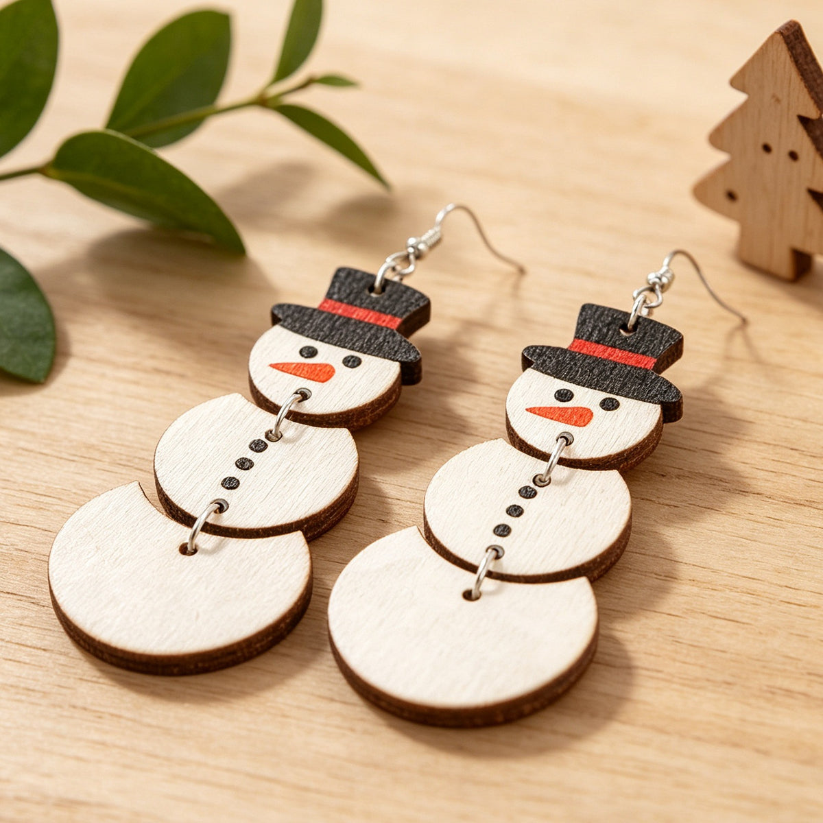 Winter Cartoon Snowman Multi-layered Assembled Earrings