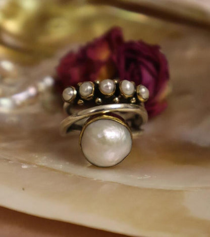 New Large Pearl Open Ring